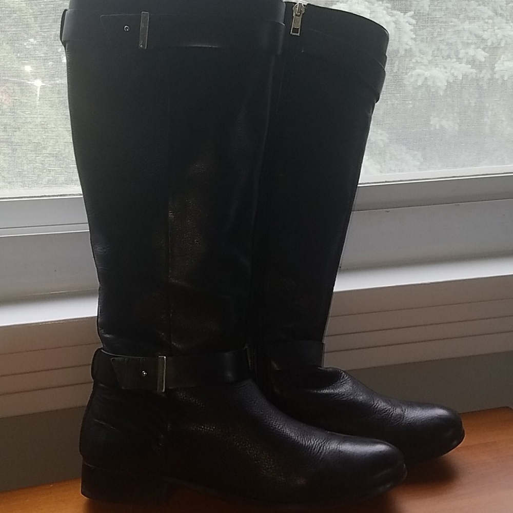 Black leather riding boots